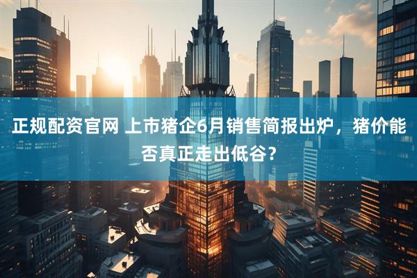 正规配资官网 上市猪企6月销售简报出炉，猪价能否真正走出低谷？