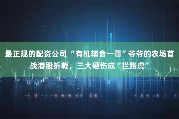 最正规的配资公司 “有机辅食一哥”爷爷的农场首战港股折戟，三大硬伤成“拦路虎”